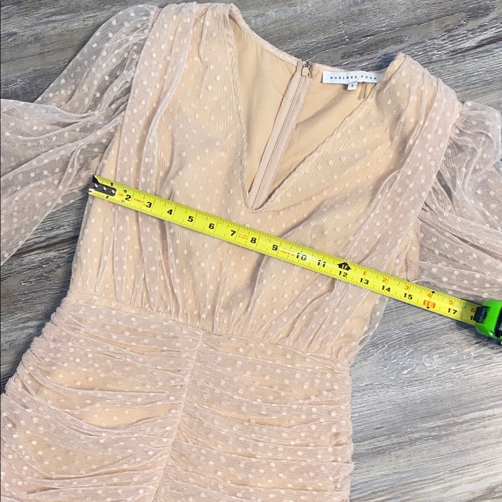 NWOT ENDLESS ROSE Tulle Ruched Dots Dress S - Picture 4 of 8